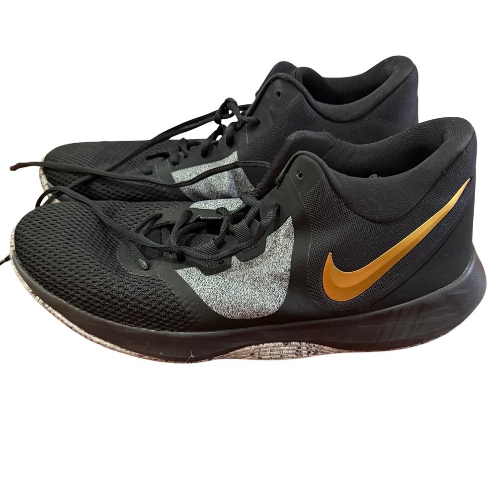 Nike Air Precision II 2 mid-top performance basketball shoe mens sz 13 blck gold